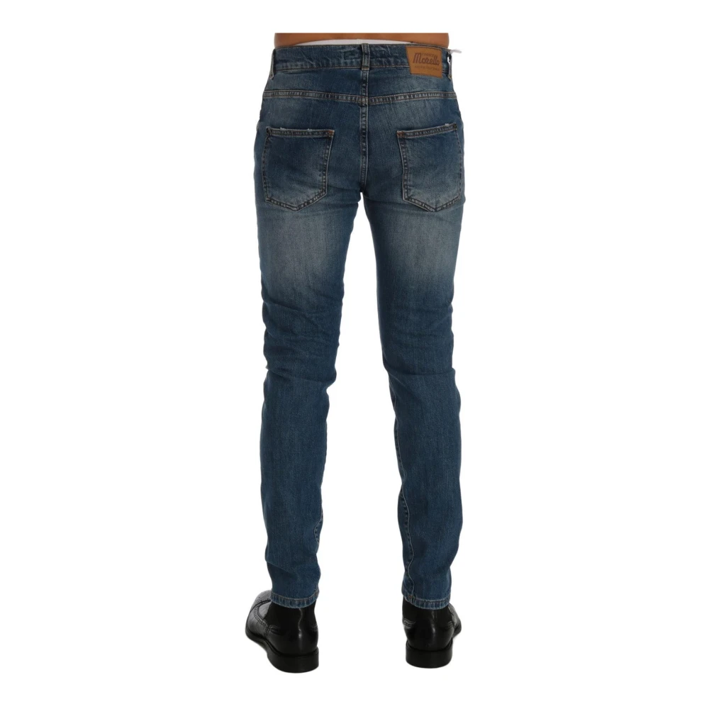 Frankie Morello Blauwe Wassing Slim Fit Jeans Blue Heren