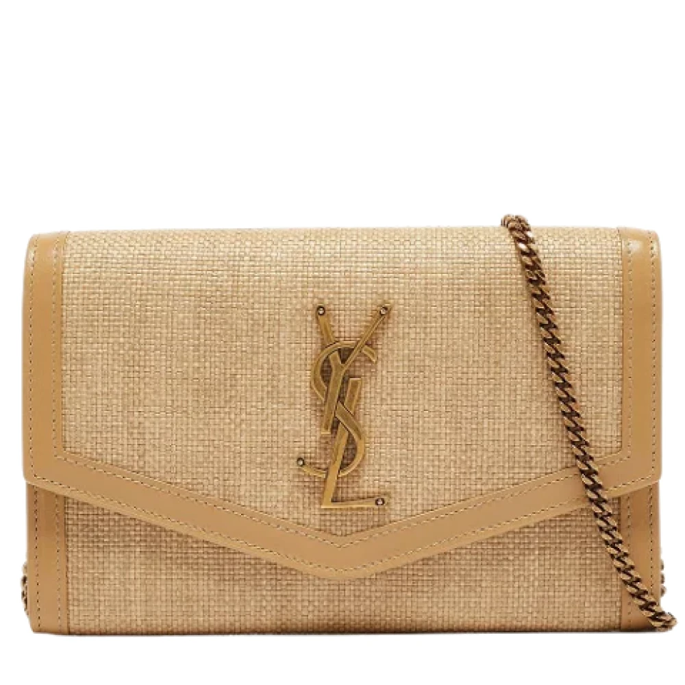 Yves Saint Laurent Vintage Pre-owned Leather wallets Beige Dames