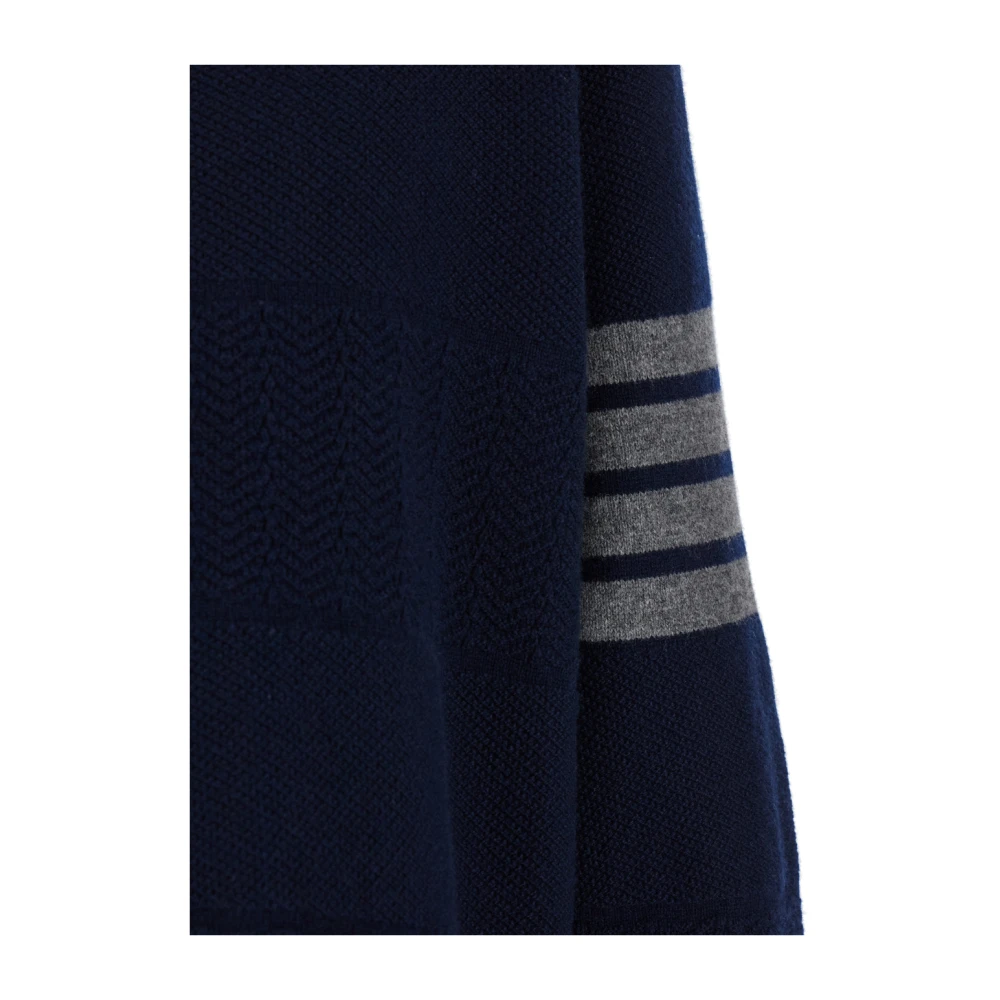 Thom Browne Blauw Grijs Gebreide Trui 4 Bar Detail Blue Heren