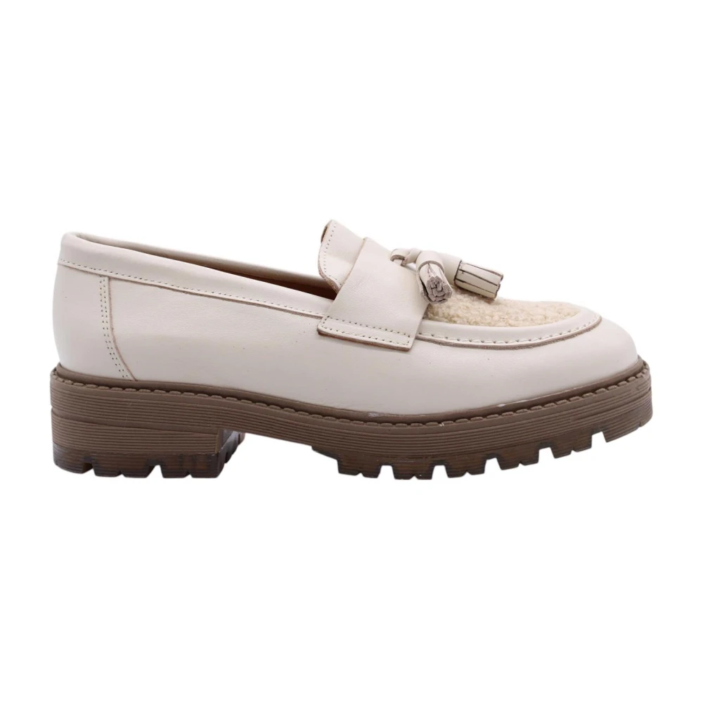 Ctwlk. Beige Loafers, Female, 8 Uk, Classic Leather Moccasin Apollona