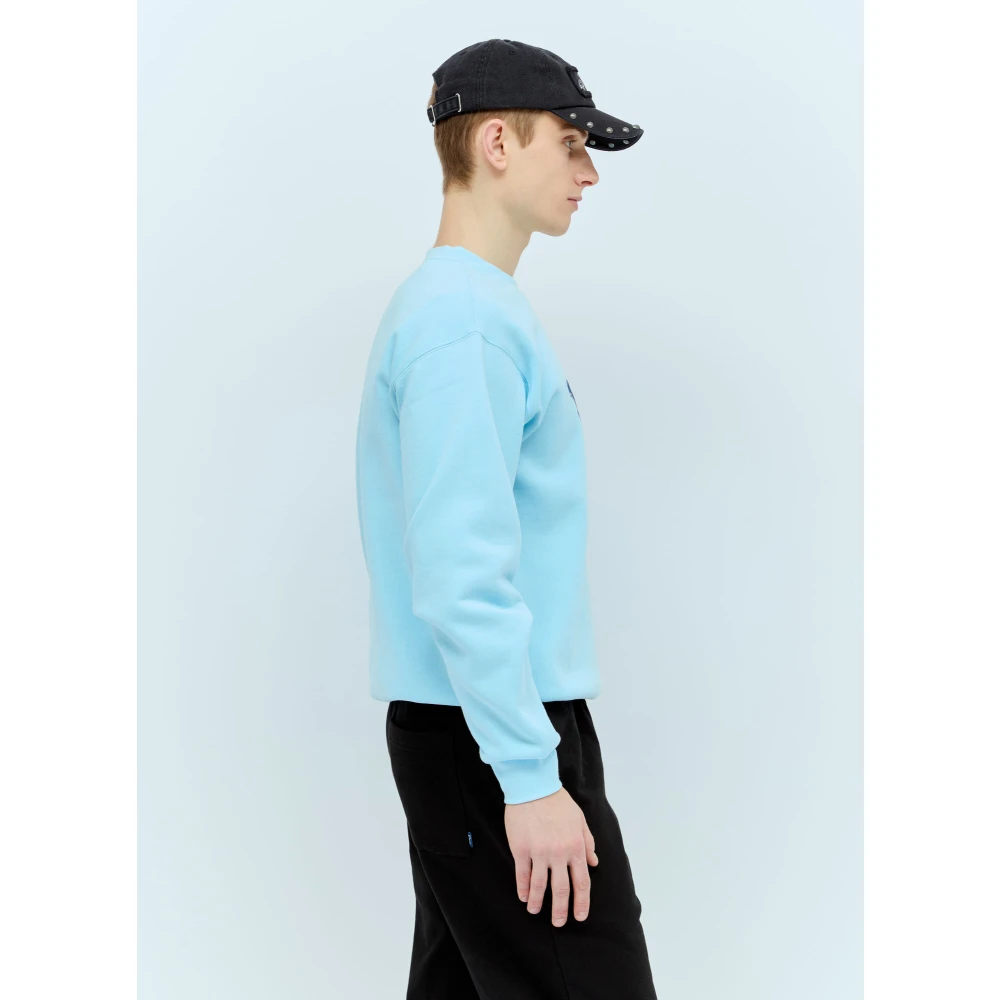Dime Mtl Grafisch Logo Crewneck Sweatshirt Katoen Fleece Blue Heren