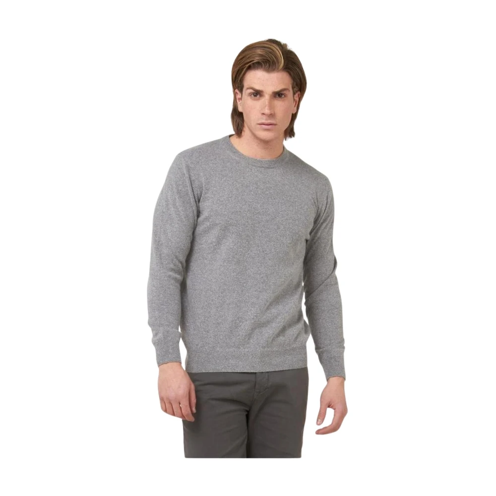 Gas Men's Gray Round-Neck Knitwear, S, Wool Crewneck Sweatshirt