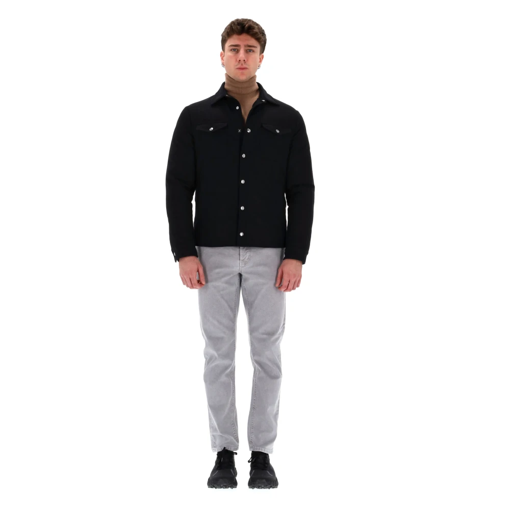 Eleventy Zwarte wollen jas met drukknopen Black Heren