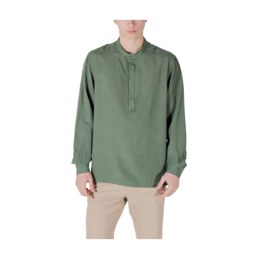 Antony Morato Men's Green Lyocell Shirt With Button-Up Front And Classic Collar