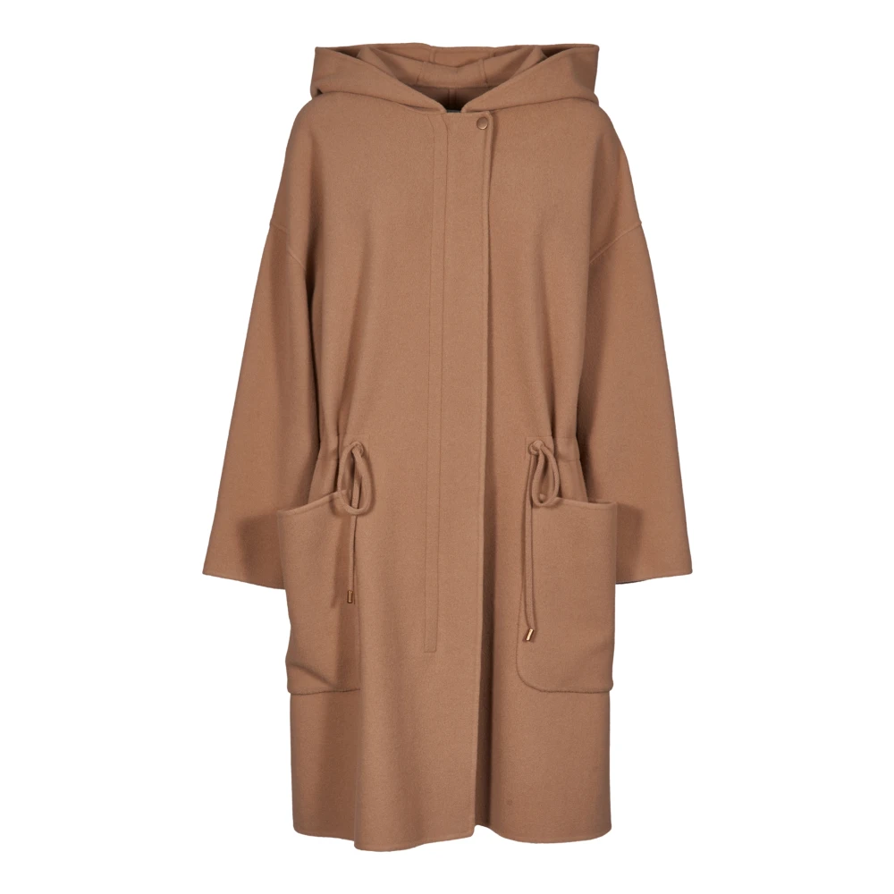 Max Mara Kameelwol Kasjmier Hoodiejas Brown Dames