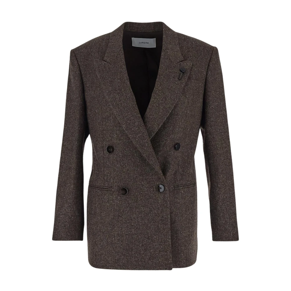 Lardini Wollen en Nylon Double-Breasted Jas Brown Dames