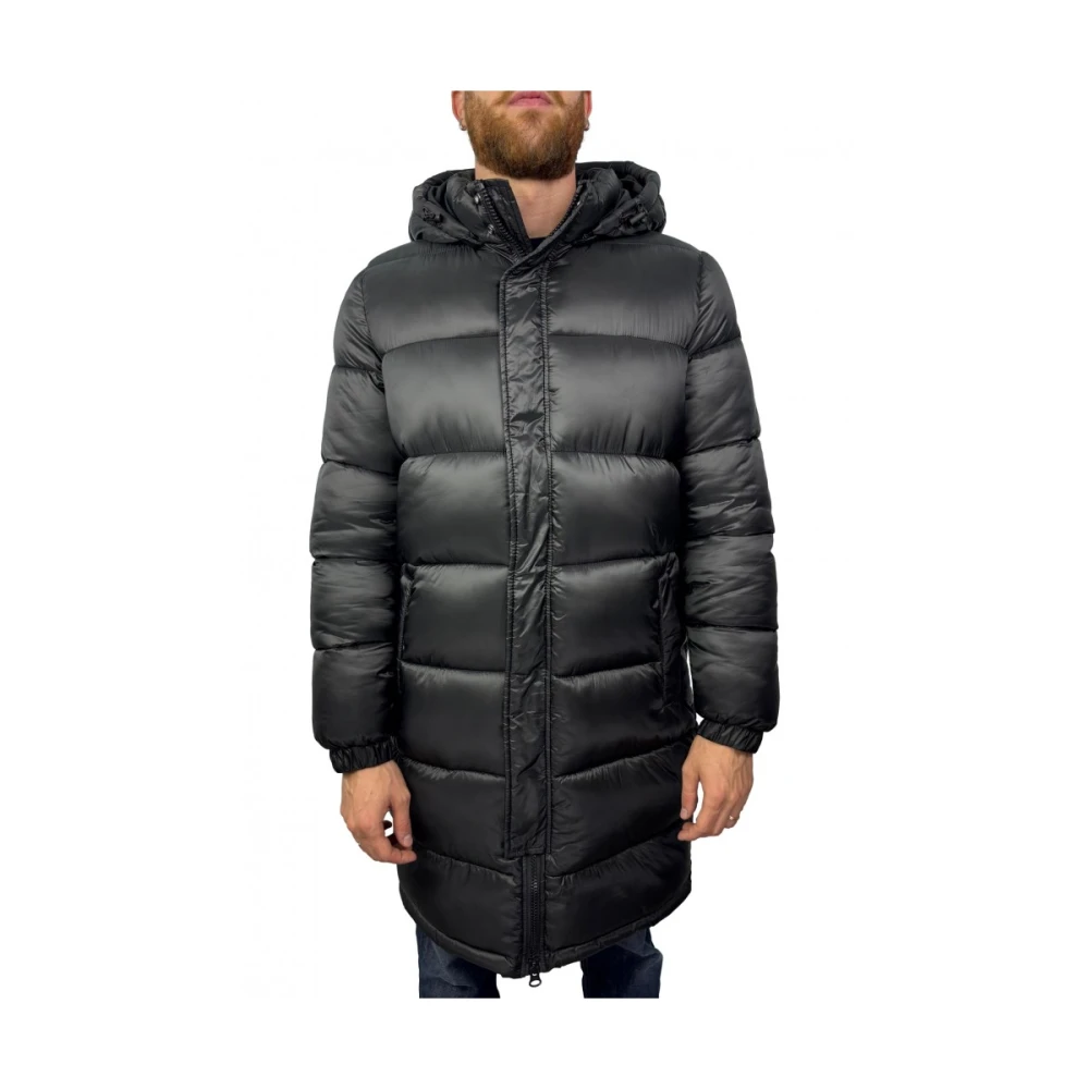 Daniele Alessandrini Lange jas met drukknoop Black Heren
