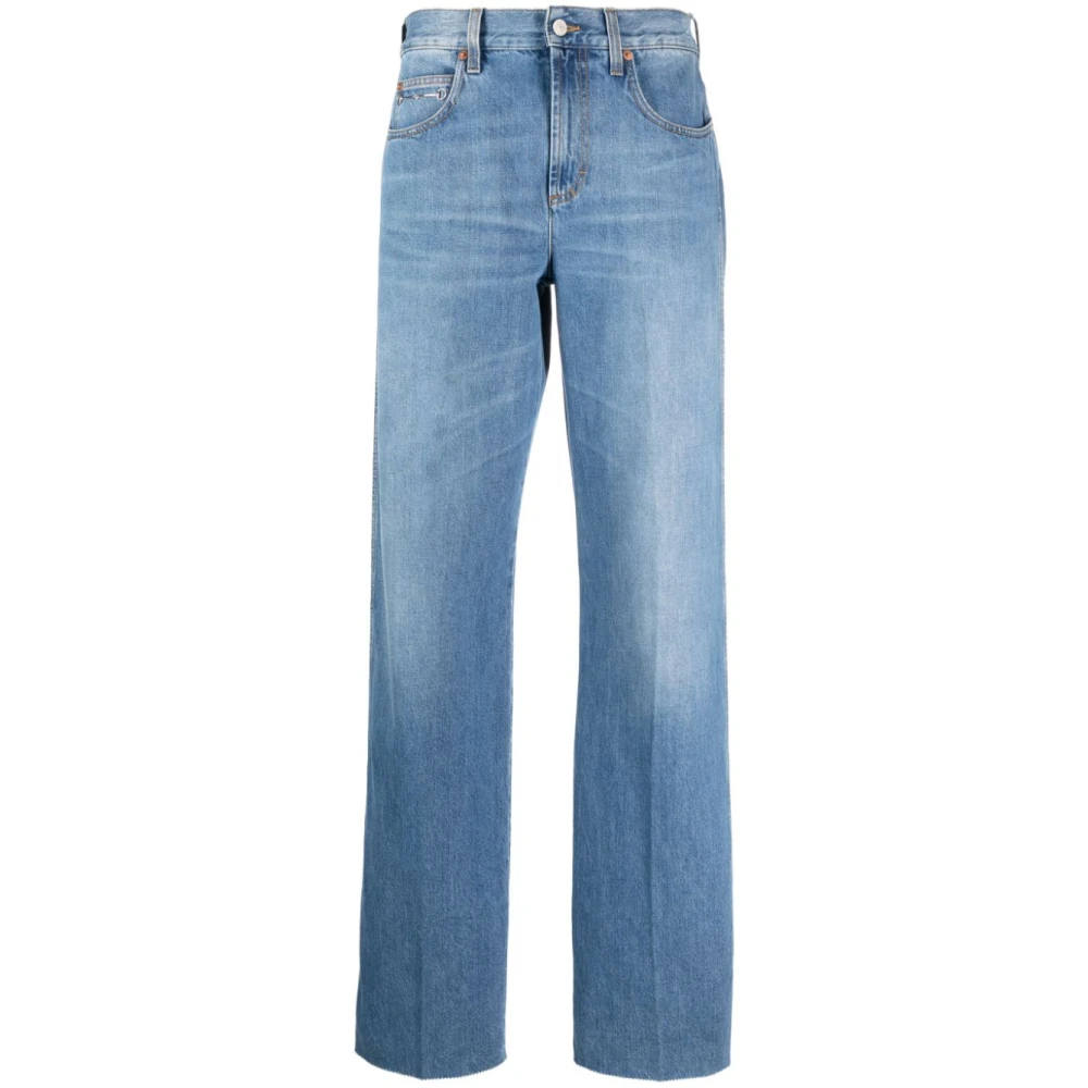 Gucci Blauwe Horsebit Straight-Leg Jeans Blue Dames