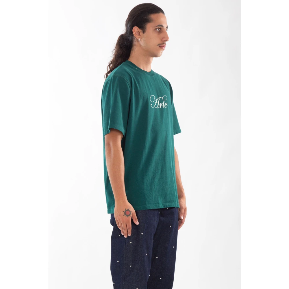 Arte Antwerp Groene Script Logo Tee Shirt Green Heren