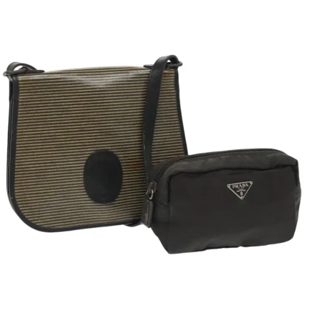 Saint Laurent Vintage Pre-owned Canvas shoulder-bags Beige Dames