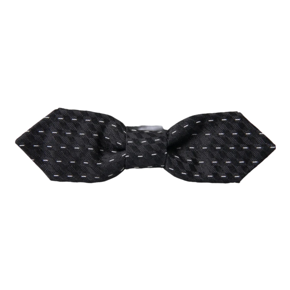 Dolce & Gabbana Zwart Wit Zijden Heren Vlinderdas Black Heren