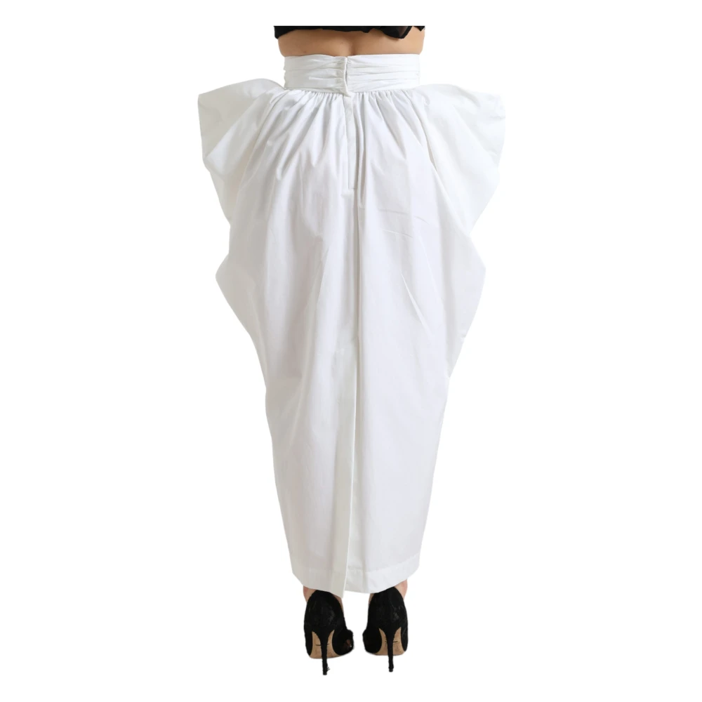 Dolce & Gabbana Elegante Maxi Rok met Hoge Taille White Dames