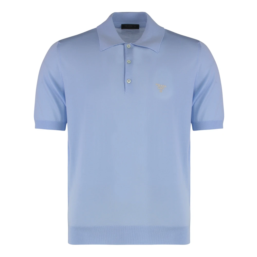 Prada Men's Blue Superfine Wool Polo Shirt - Polo Shirts - S - Tops