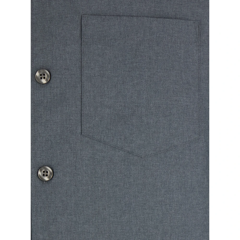 Plain Units Klassiek Grijs Wollen Overhemd Gray Heren