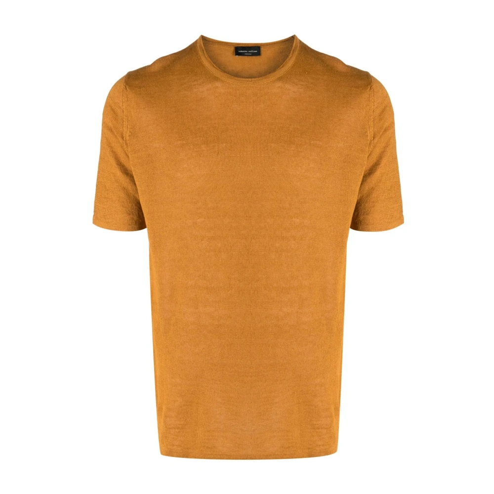 Roberto Collina Moderne Gebreide T-shirt Orange Heren