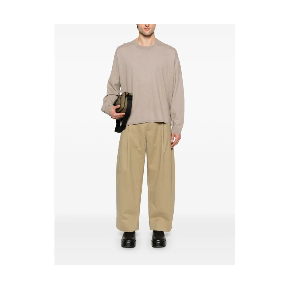 Studio Nicholson Beige Broek met Riem en Zakken Brown Heren