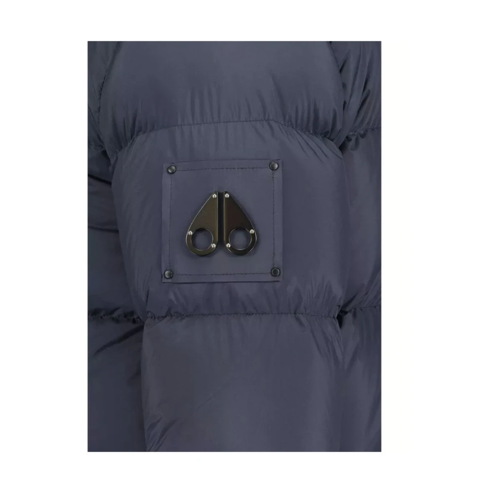 Moose Knuckles Blauwe Nylon Pufferjas met capuchon Blue Heren