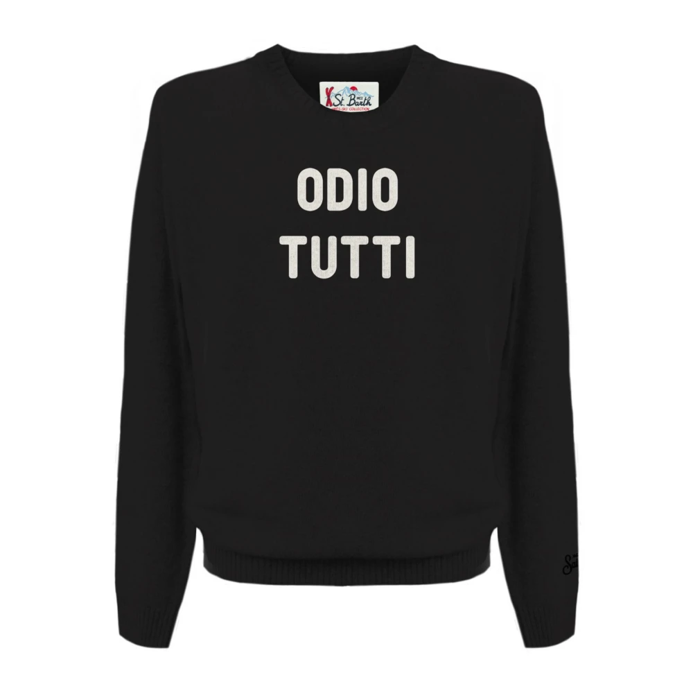 Mc2 Saint Barth Men's Black Round-Neck Knitwear - Round-Neck Knitwear - M - Knitwear