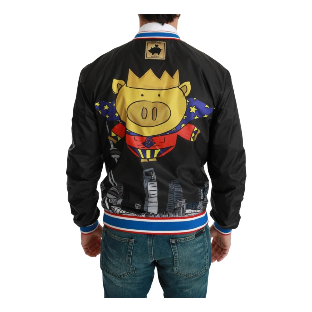 Dolce & Gabbana Superheld Bomberjack met Multicolor Motief Black Heren