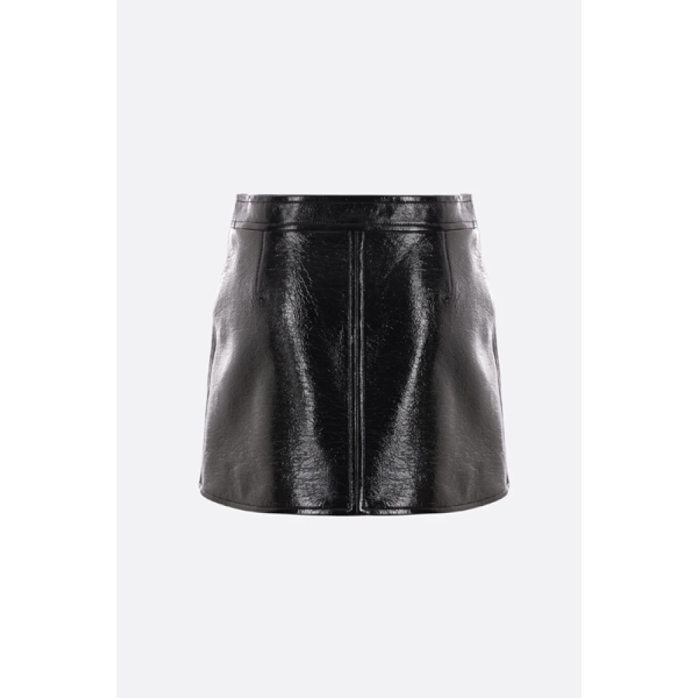 Courrèges Zwarte Vinyl Minirok Geborduurd Logo Black Dames