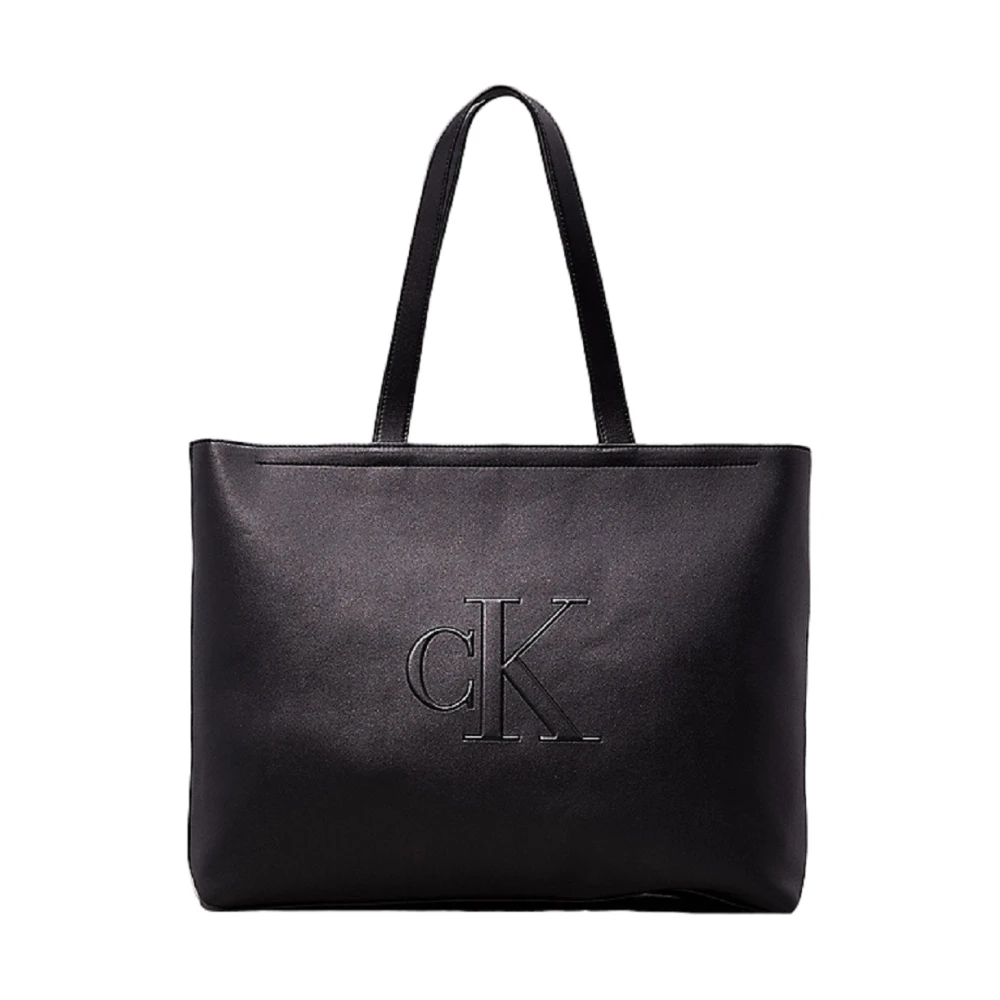 Calvin Klein Jeans Slanke Tote Deboss Collectie Herfst Winter Black Dames