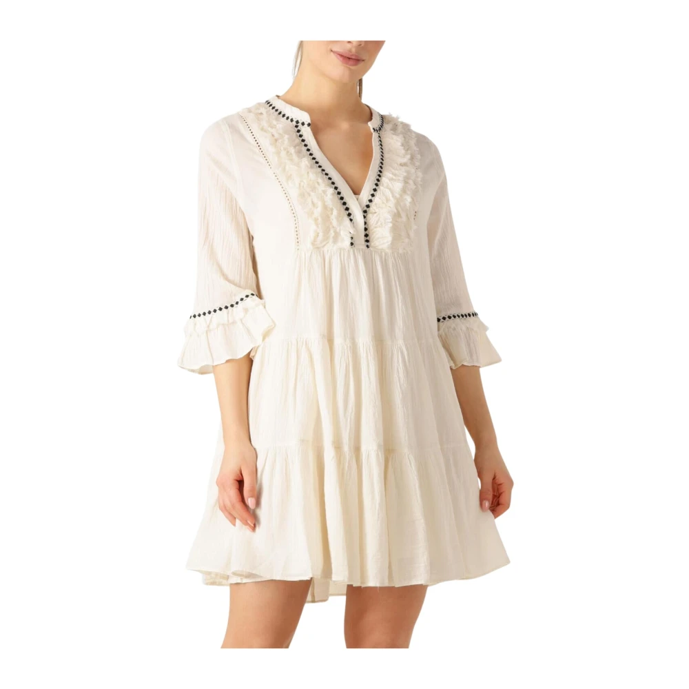 Devotion Chique Mini Jurk in Ecru Beige Dames