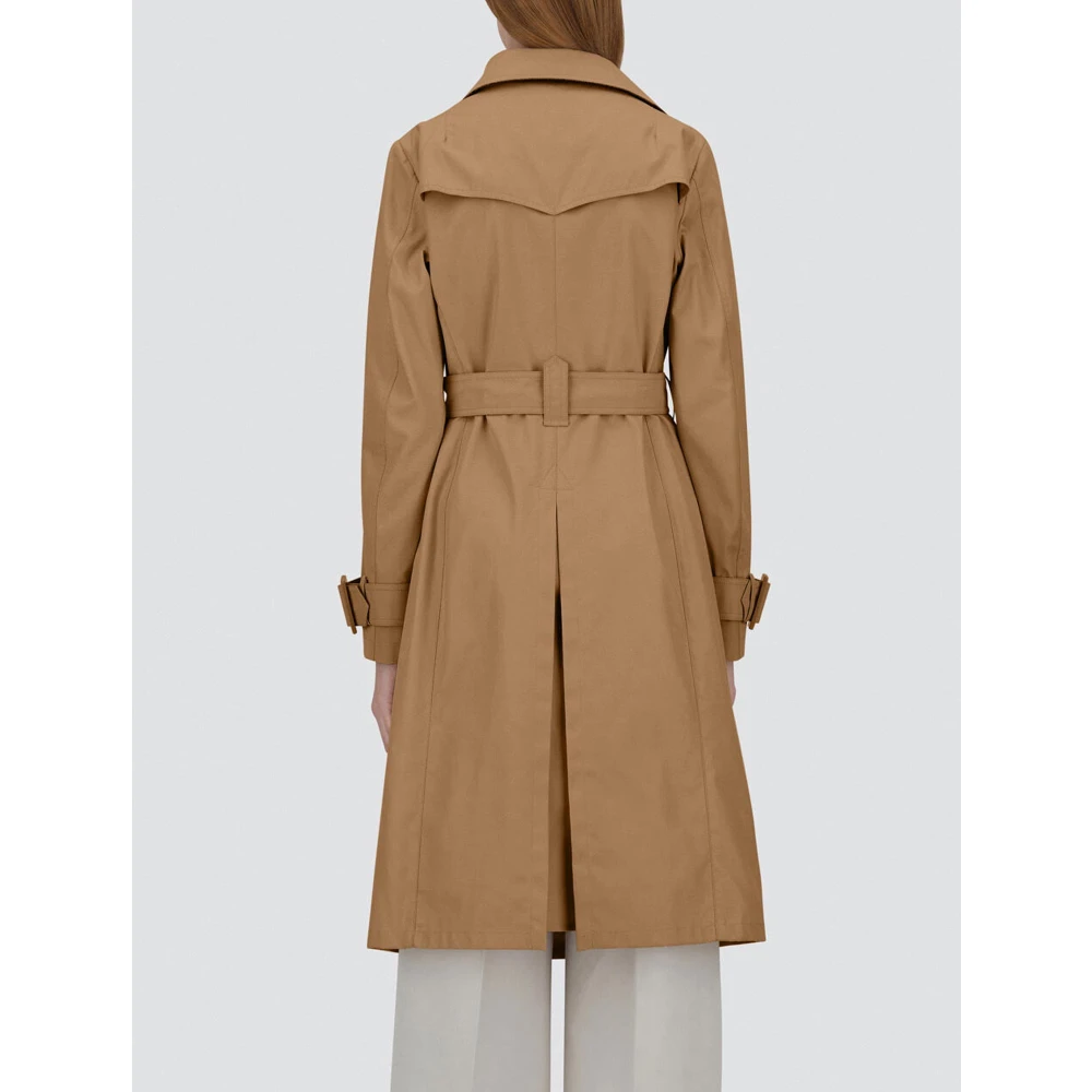 Herno Camelkleurige jas met reverskraag Brown Dames