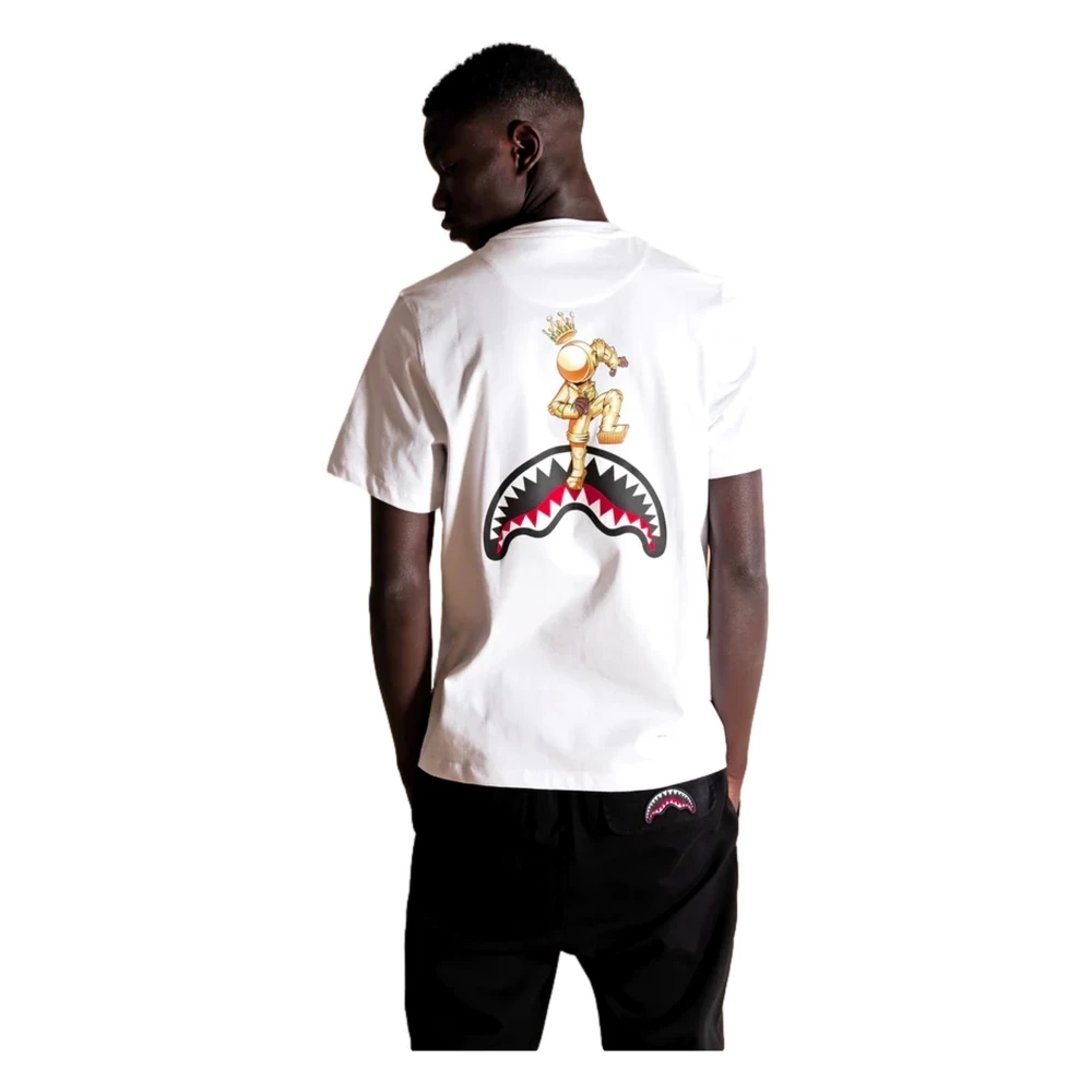 Sprayground Witte Astromane Jump Tee Shirt White Heren