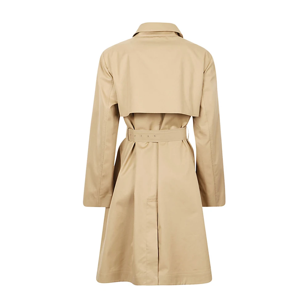 Max Mara Weekend Beige Gabardine Regenjas met Knoopsluiting Beige Dames