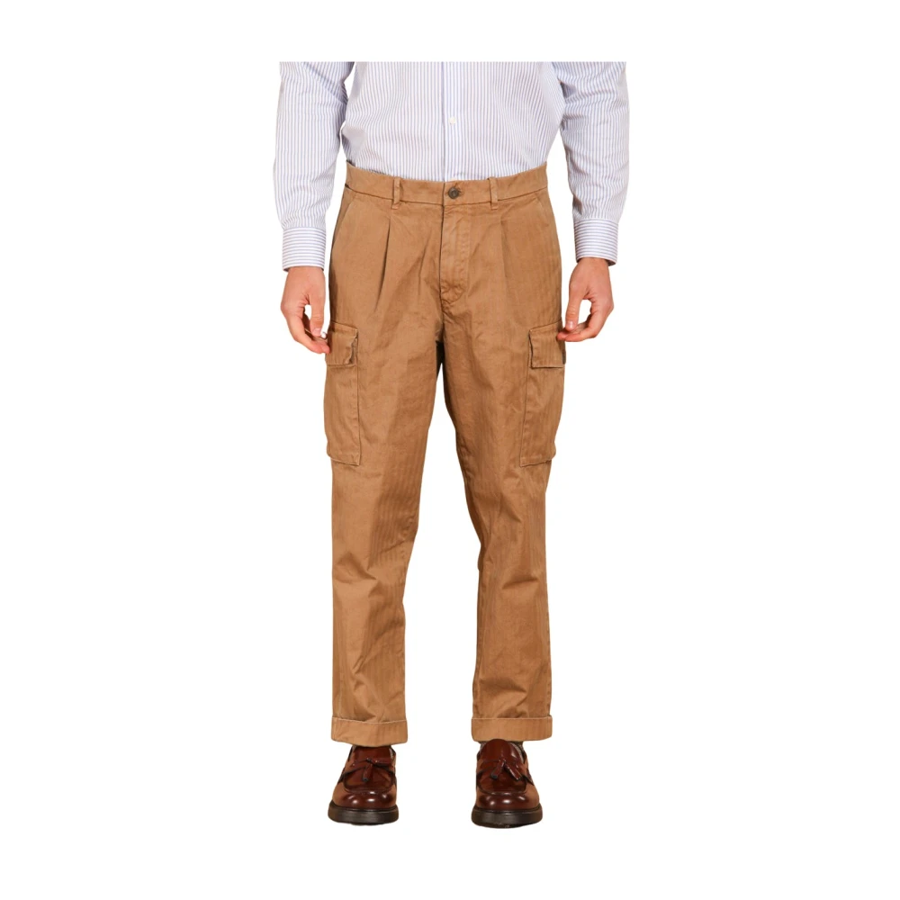 Mason's Relaxed Fit Cargo Broek Pinces 22 Brown Heren