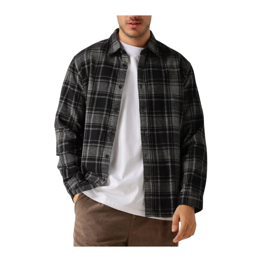 Selected Homme Flanellen Mix Shirt voor Moderne Mannen Black Heren