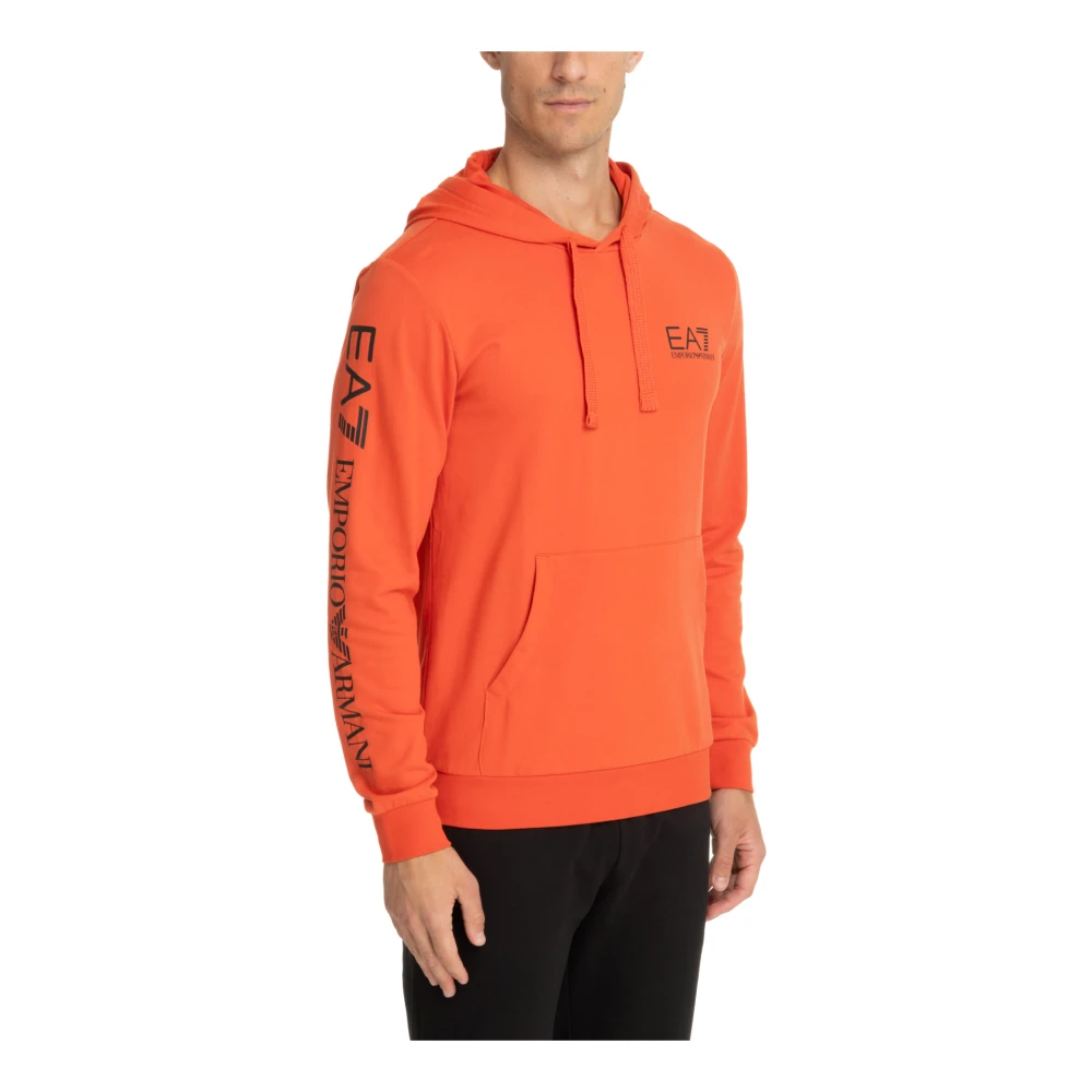 Emporio Armani EA7 Trekkoord Patroon Logo Zak Hoodie Orange Heren