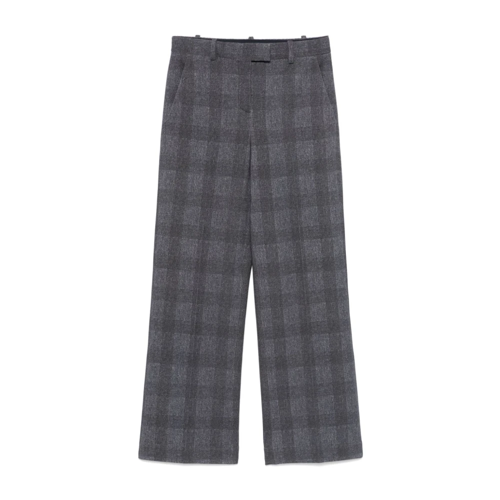 Circolo 1901 Women's Blue Wide Trousers, S, Checkered Straight Leg Trousers