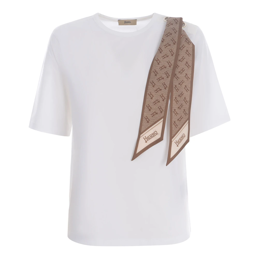 Herno Katoenen T-shirt met Logosjaal White Dames