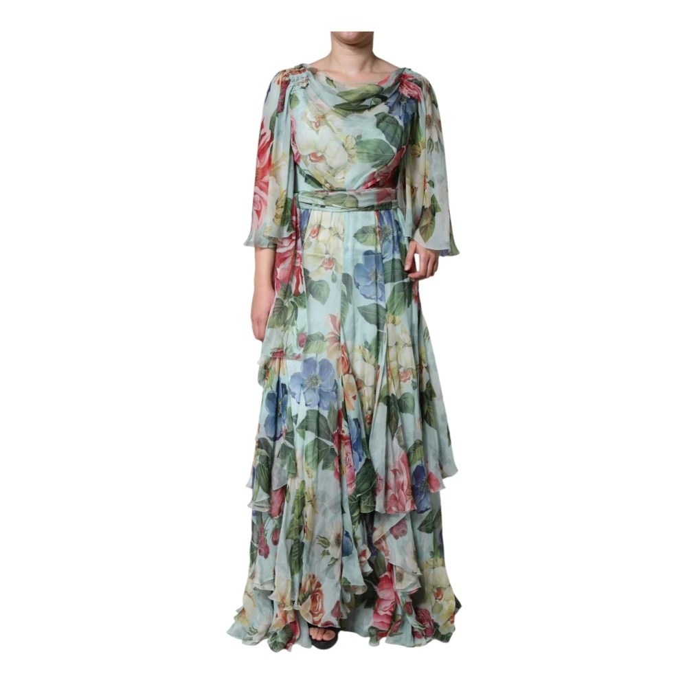 Dolce & Gabbana Women's Colorful Floral Silk Long Gown Dress