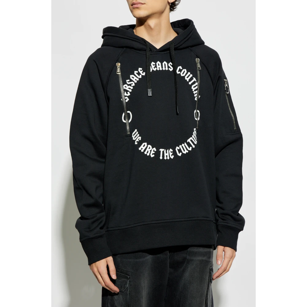 Versace Jeans Couture Sweatshirt met ritssluiting zakken Black Heren