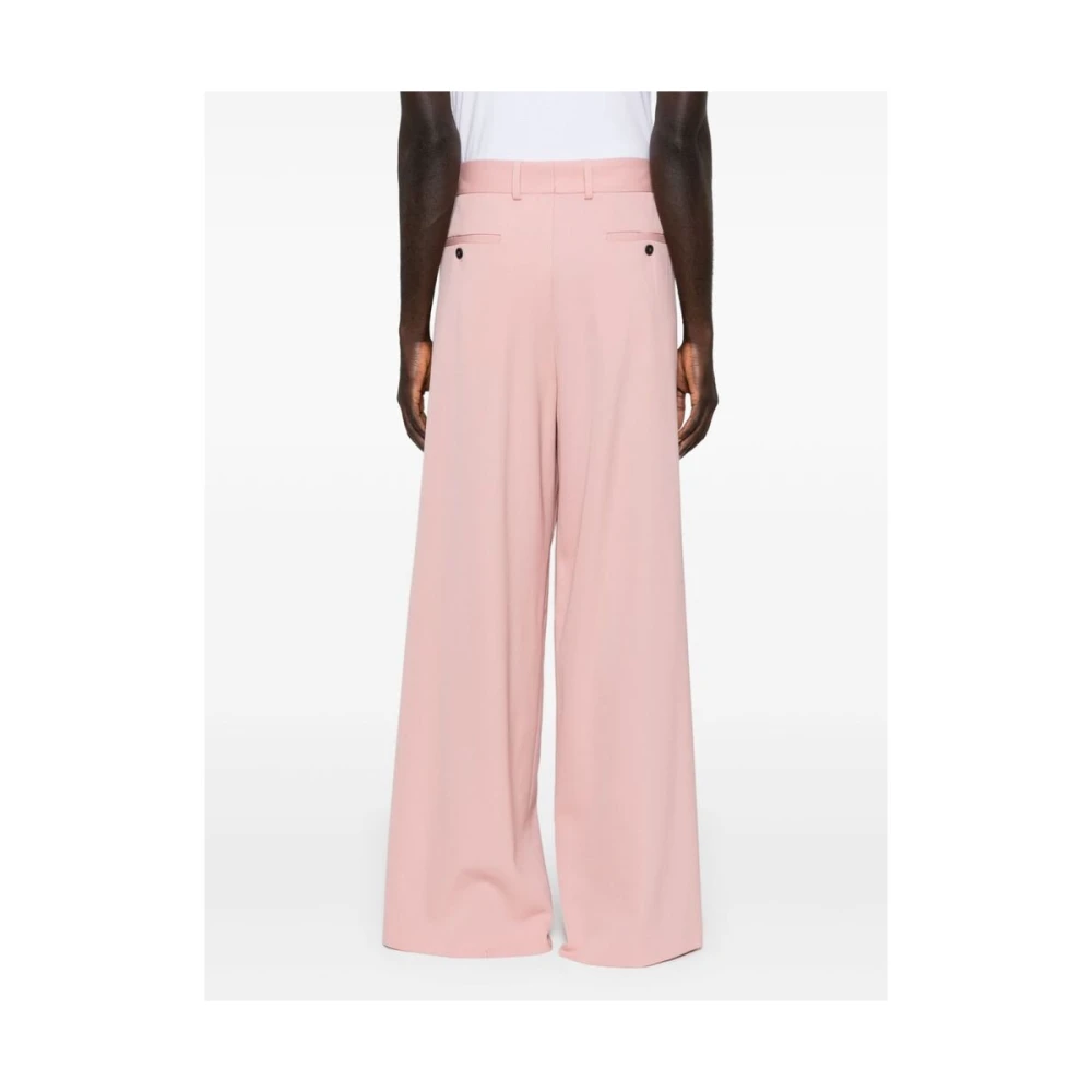 Dries Van Noten Blush Pink Wol Wijde Pijp Broek Pink Heren