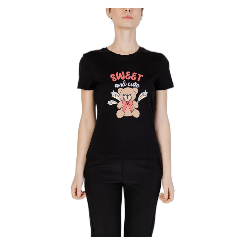 Only Bear Box Korte Mouw T-shirt Vrouwen Black Dames
