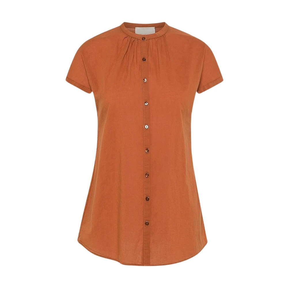 Momoni Koreaanse Kraag Katoenen Voile Shirt Orange Dames
