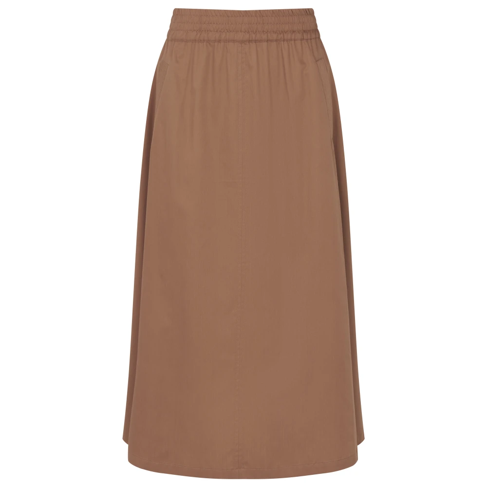 Bugatti Women's Beige Midi Skirts, L, Long A-Line Cotton Satin Skirt