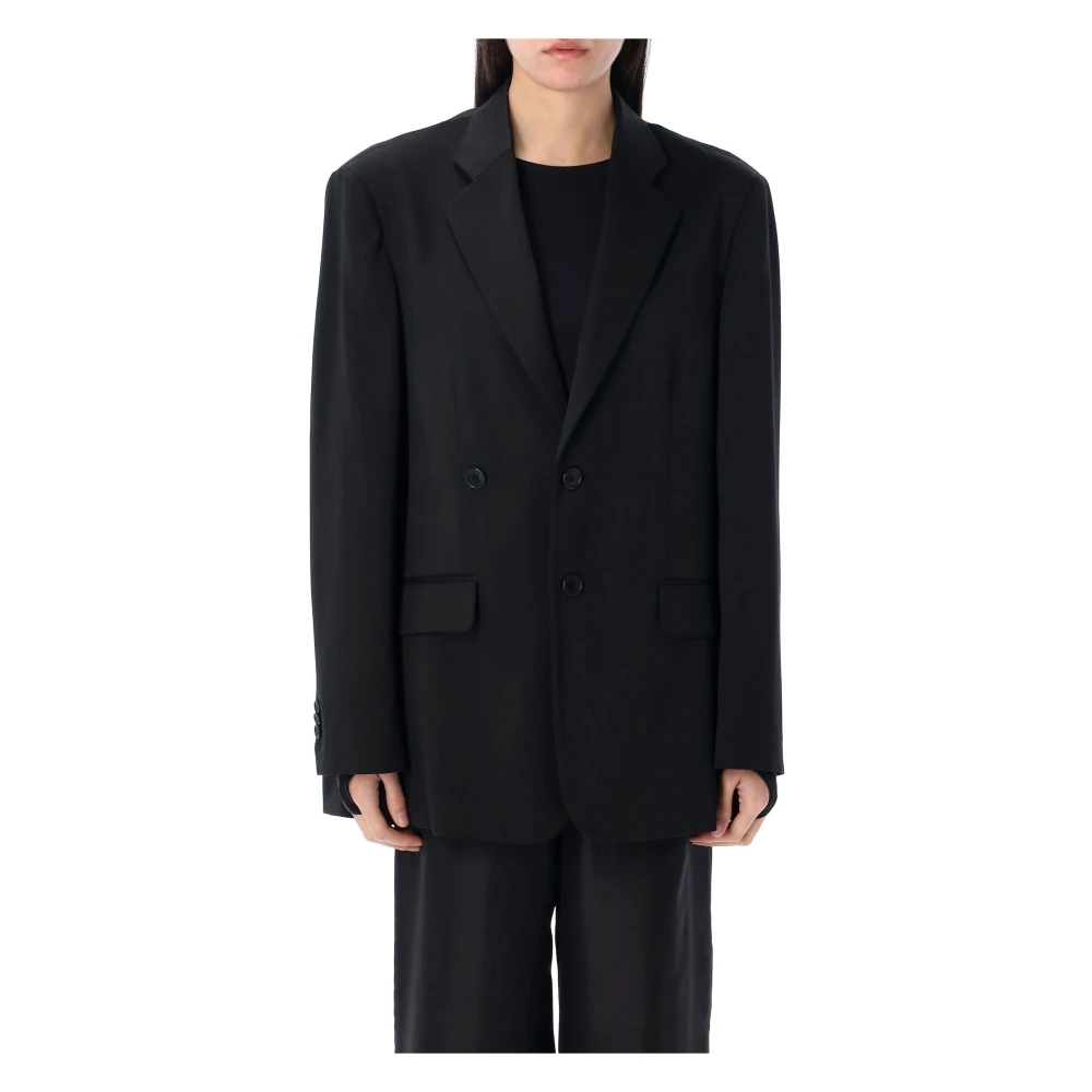 MM6 Maison Margiela Satin Dubbele Knoop Blazer Black Dames