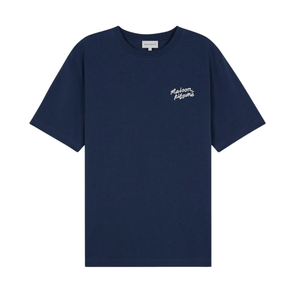 Maison Kitsuné Katoenen Logo T-Shirt Blue Heren