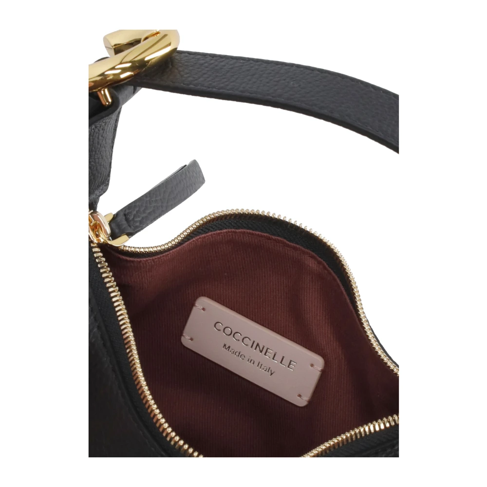 Coccinelle Zwarte leren handtas met verstelbaar handvat Black Dames