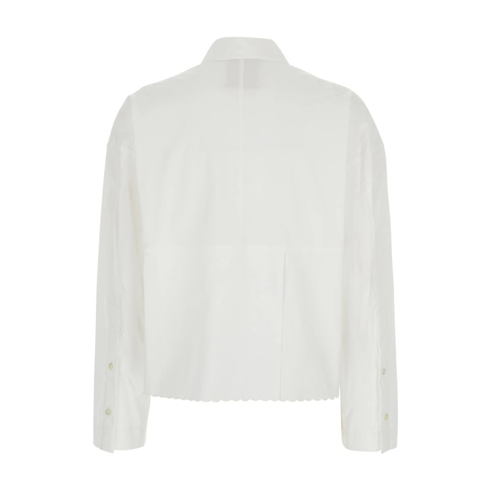 Semicouture Witte Kant Geborduurde Klassieke Kraag Shirt White Dames