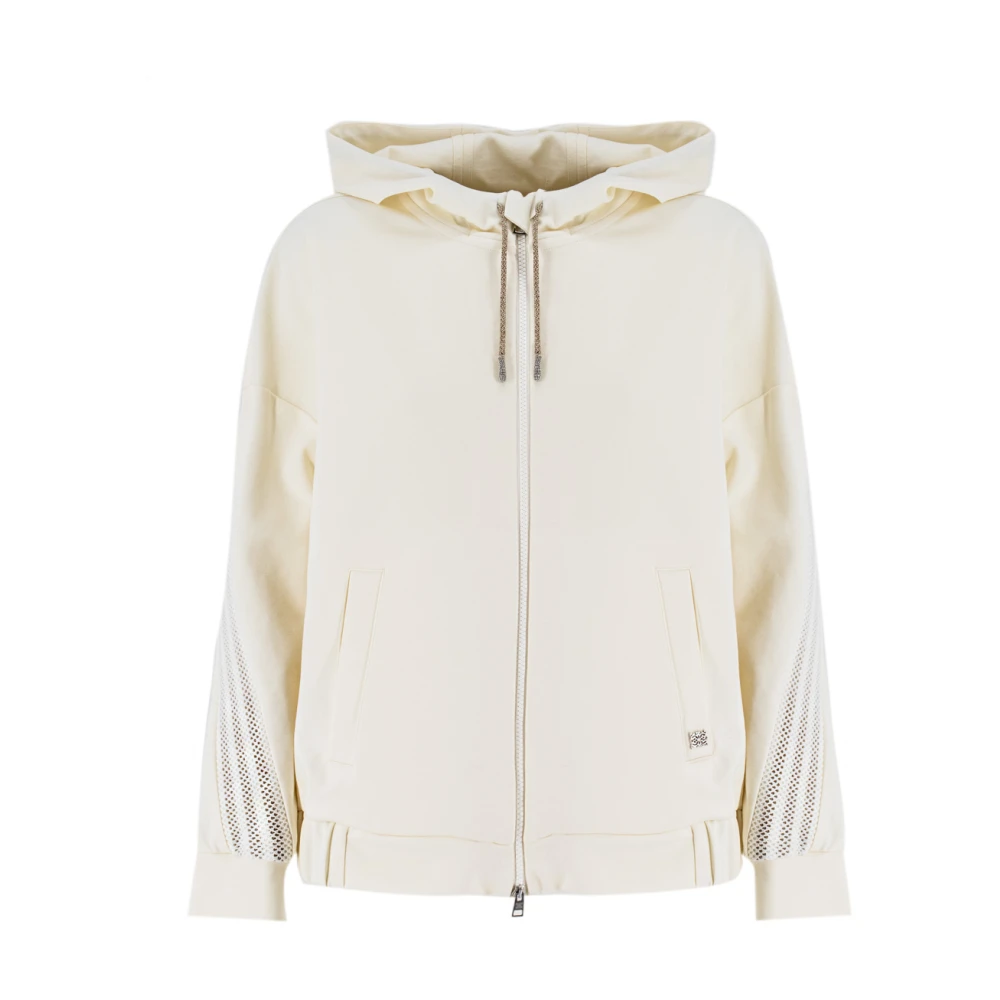 Panicale Contrast Hooded Katoenen Sweatshirt Beige Dames