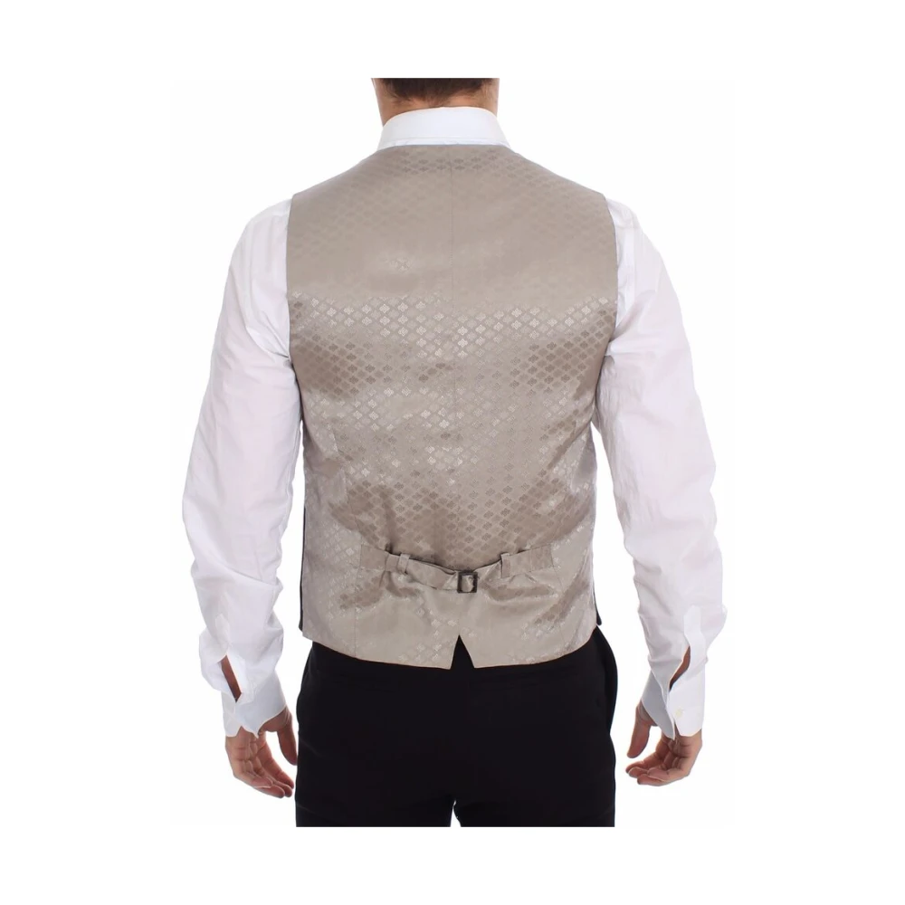 Dolce & Gabbana Elegante Zwarte Zijden Vest Black Heren
