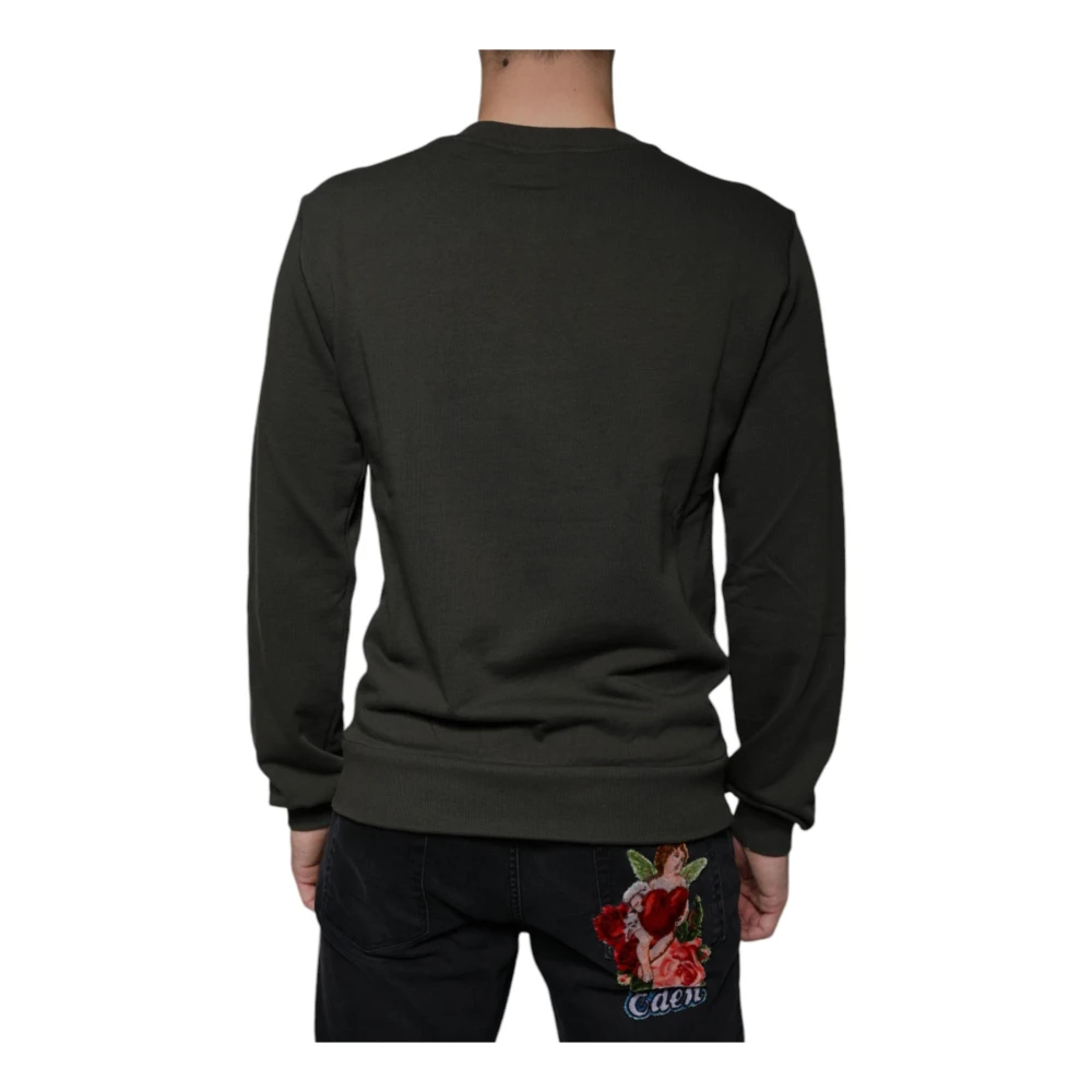 Dolce & Gabbana Kroon Logo Crew Neck Sweater Green Heren
