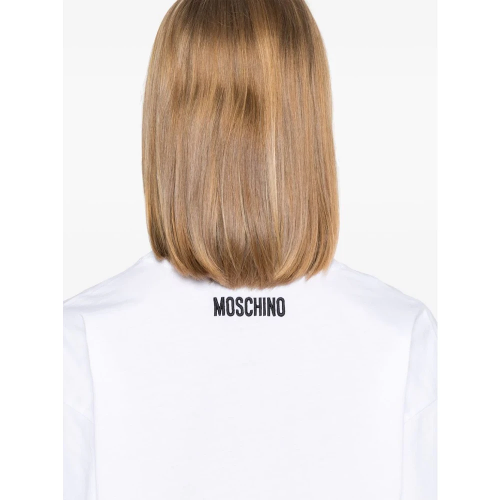 Moschino Stijlvol Geborduurde Crewneck T-shirts en Polos White Dames