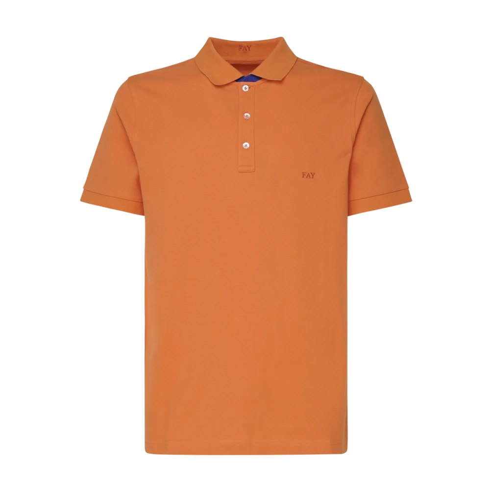 Fay Orange Polotröja Stretch Bomull Pique Orange, Herr