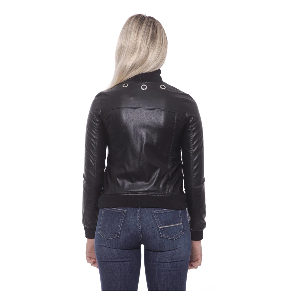 19v69 Italia Chique Smalle Leren Jas met Studs Black Dames